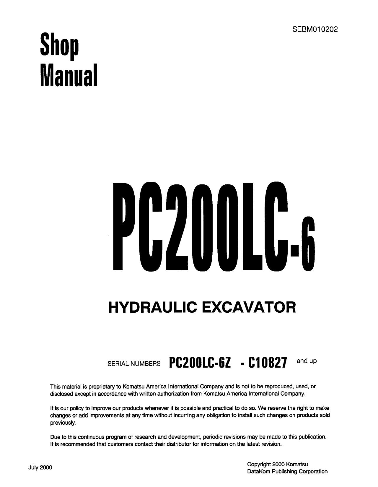 PC200LC-6 Shop Manual